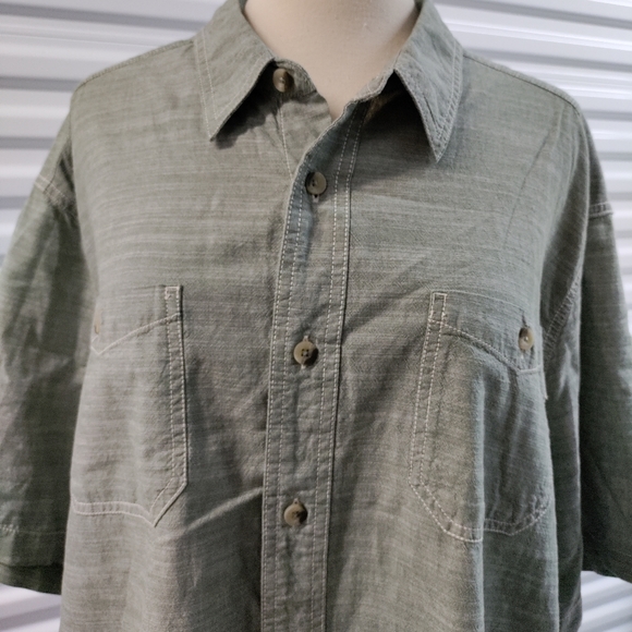 Woolrich | Green Button Down Short Sleeve Shirt men's Size XXL - Picture 9 of 14